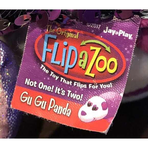 FlipaZoo Flipquin Gugu Panda Mabli Monkey Reversible Sequin Plush Stuffed Toy - Picture 13 of 13